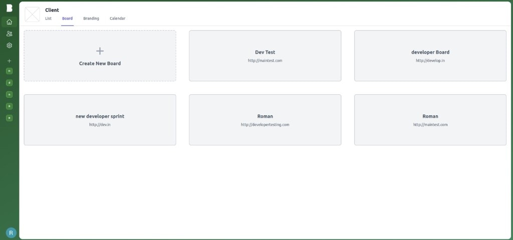 ReadyBrief SaaS board interface for client and campaign workspaces